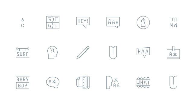 Typography featuring 18 Icons in Minimal Line Design Neatly Designed Icons for Web Platforms vector