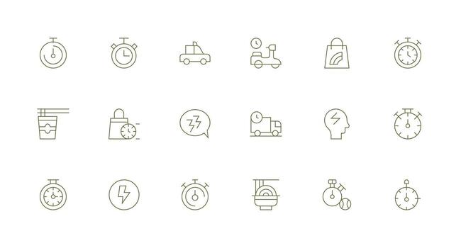 rápido presentando 18 íconos en mínimo línea diseño usuario interfaz íconos para digital productos vector