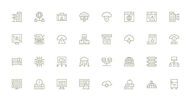 servidor presentando 32 íconos en Delgado línea diseño agudo íconos para presentaciones vector