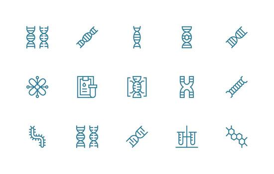 15 Icons for Biochemistry in Regular Line Format Clean Icon Pack vector