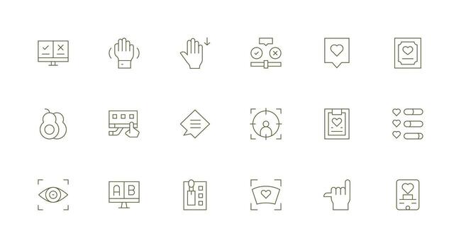 18 Icons for Selection in Minimal Line Format Pixel Perfect Icons for Modern Apps vector