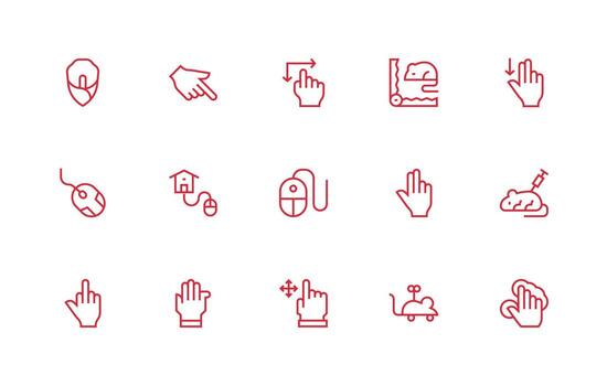 Mouse Icon Set with 15 Regular Line Graphics UI Icon Set vector