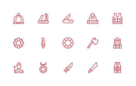 15 Regular Line Style Icons from Survival Collection Digital Product Icons for Fast Delivery vector