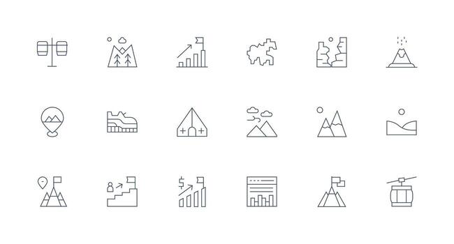 18 Minimal Line Vectors for Peak Theme Icon Set for Projects