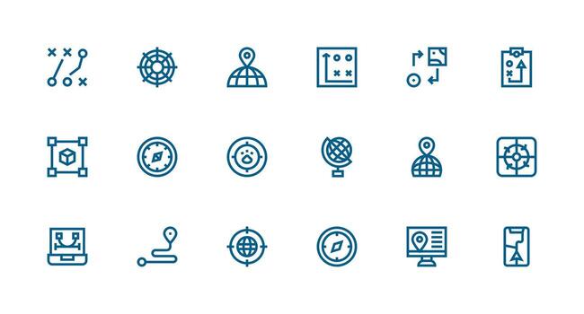 18 Strong Stroke Line Vectors for Positioning Theme UI and UX Focused Icon Collection