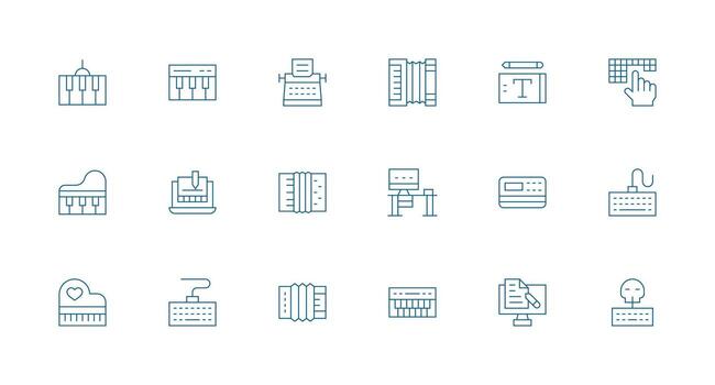 18 Keyboard Icons in Minimal Line Aesthetic Clear and Concise Icon Set Collection vector