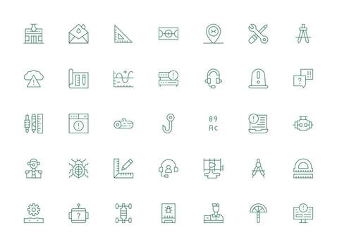 35 Light Line Icons for Technical Graphics Functional Icon Series vector