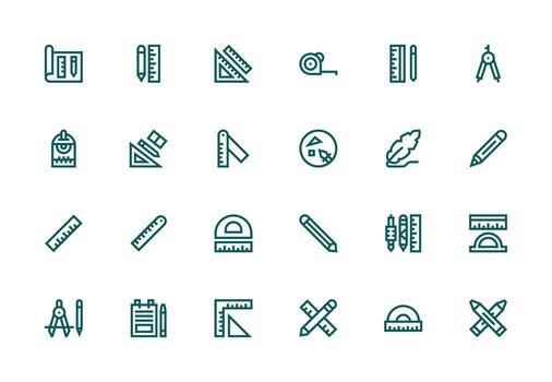 Drafting Visual Pack containing 24 Thick Line Line Icons All Device Compatible Icon Set vector