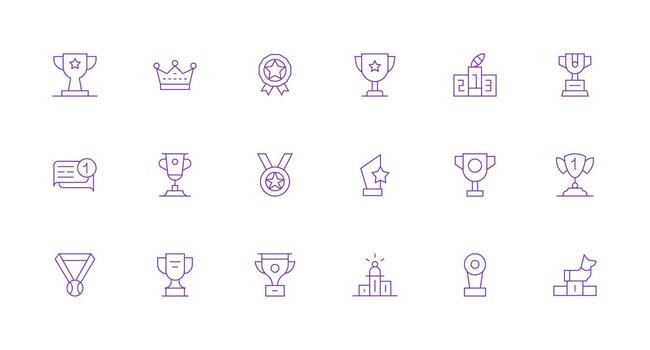 First Place Design Icons featuring 18 in Minimal Line Style Reliable Icons for All Interfaces vector