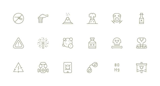 18 Icons for Hazardous in Minimal Line Format Reliable Icons for All Interfaces vector