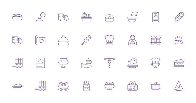 abastecimiento visual paquete conteniendo 32 Delgado línea íconos agudo íconos para presentaciones vector