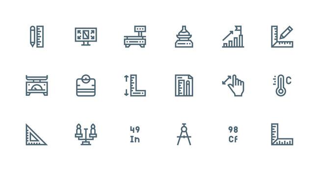 Scale featuring 18 Icons in Strong Stroke Line Design Well-Structured Icons for Creative Use vector