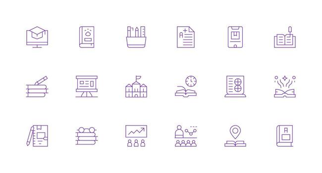 mínimo línea íconos desde aprendizaje conjunto con 18 vectores moderno icono conjunto