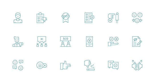 Disapproval including 18 Minimal Line Illustrations Flexible Icon System for Web Interfaces vector