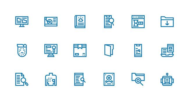 recuperar icono conjunto con 18 fuerte carrera línea gráficos neutral estilo íconos para ninguna proyecto vector