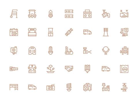 regular limpiar línea estilo compacto íconos con 35 vectores icono conjunto para proyectos
