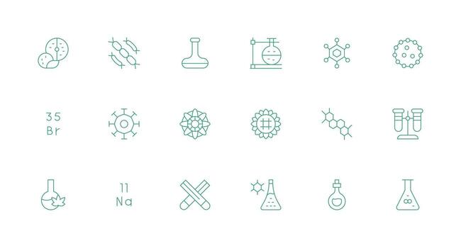 Compound Design Icons featuring 18 in Minimal Line Style All Device Compatible Icon Set vector