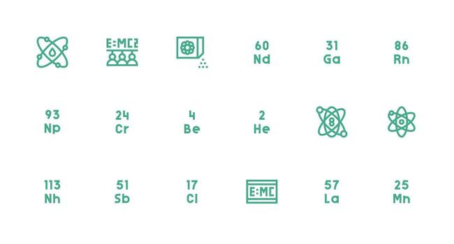 atómico icono colección con 18 fuerte carrera línea diseños mínimo icono conjunto para interfaz proyectos vector