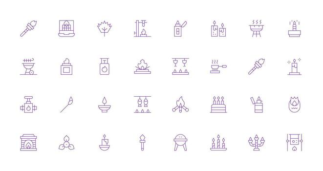 Flame featuring 32 Icons in Thin Line Design Reusable Icon Set vector