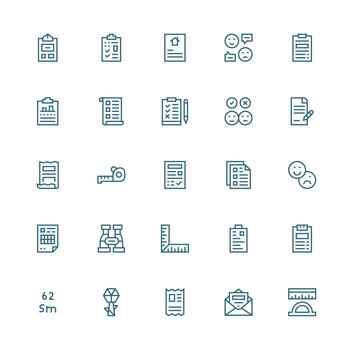 Survey Design Icons featuring 25 in Medium Stroke Outline Style Customizable Icon Series for Mobile Screens vector