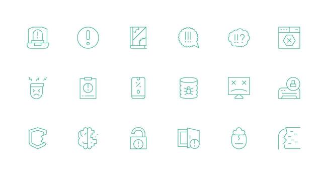 18 Minimal Line Icons for System Error Graphics Multi-Purpose Icon Set vector