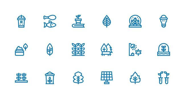 18 Strong Stroke Line Style Icons from Sustainable Collection Simple Icons for Interface and Wireframes vector