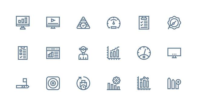 18 íconos para Progreso bar en fuerte carrera línea formato digital producto íconos para rápido entrega vector