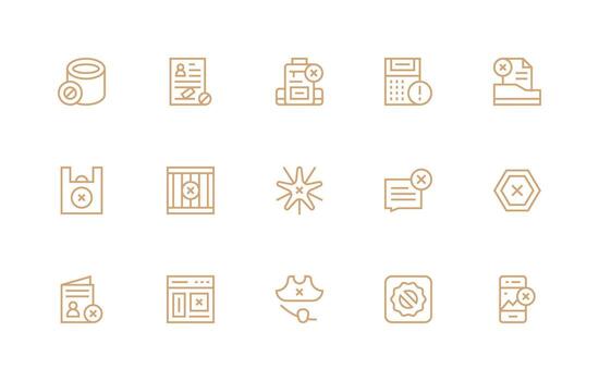 Invalid Visual Pack containing 15 Regular Line Icons Interface Icon Collection vector