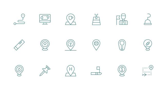 mínimo línea íconos desde marcador conjunto con 18 vectores multi-estilo icono colección