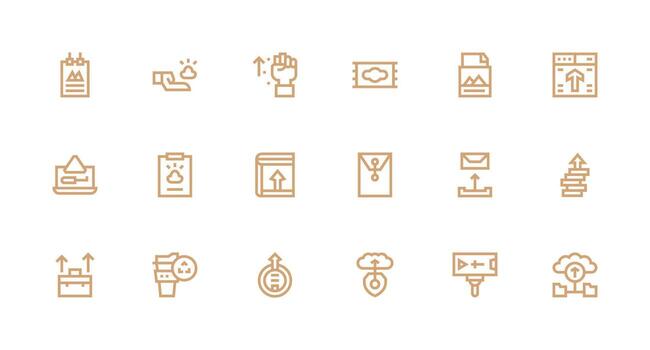 File Upload Icon Collection with 18 Strong Stroke Line Designs Fully Editable Icon Set for Web vector