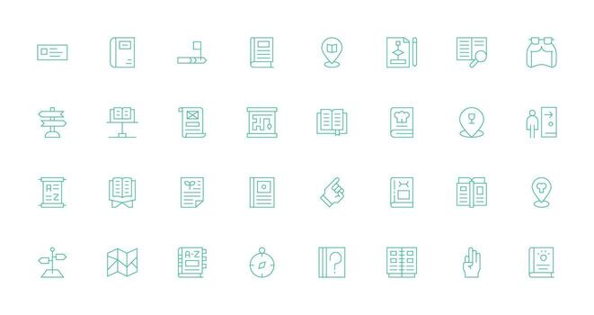 32 Thin Line Icons for Guide Graphics Display Icon Pack vector
