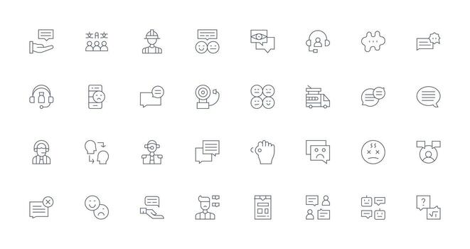 32 Thin Line Icons for Response Graphics Clean Icon Collection for Web Use vector