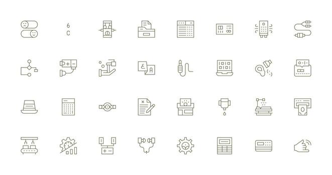32 Delgado línea íconos para salida gráficos estilo icono conjunto vector