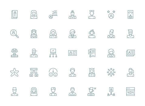 35 ligero línea estilo íconos desde cliente colección sensible icono conjunto para flexible diseños vector