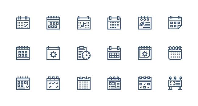 recordatorios icono conjunto con 18 fuerte carrera línea gráficos píxel Perfecto icono conjunto vector