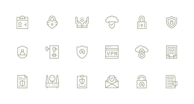 18 Minimal Line Designs for Digital Security Icons Balanced Icon Set for Functional Design vector