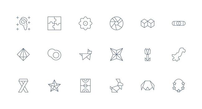 18 Shape Icons in Minimal Line Aesthetic Multi-Purpose Icon Set vector