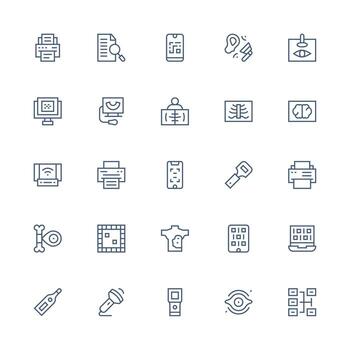medio carrera contorno estilo escanear íconos con 25 vectores ordenado icono conjunto