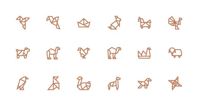 Origami featuring 18 Icons in Strong Stroke Line Design Neatly Designed Icons for Web Platforms vector