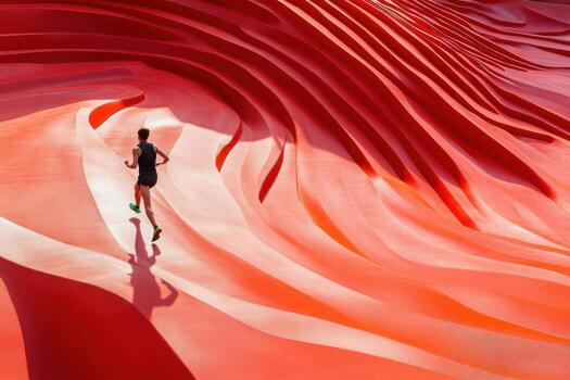 A person running on a red wave photo