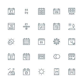 Medium Stroke Outline Icons from Day Set with 25 Vectors Basic Icon Series