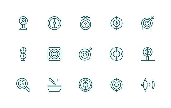 Regular Line Style Accuracy Icons with 15 Vectors Scalable Icons for Cross-Platform Interfaces