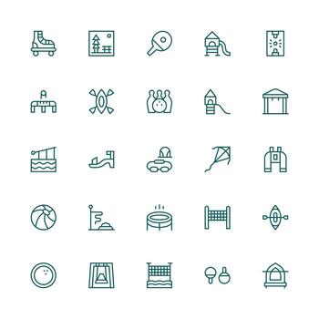 Recreation Set with 25 Medium Stroke Outline Icons UI Icon Set vector