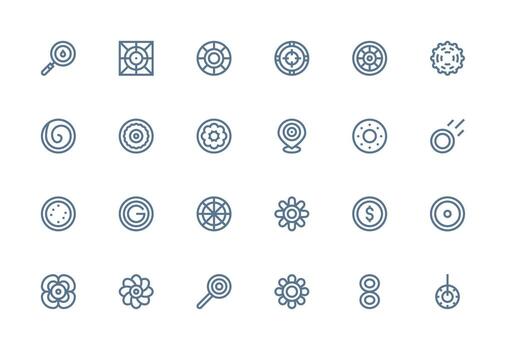Concentric Icon Collection with 24 Thick Line Line Designs Clear and Concise Icon Set Collection vector