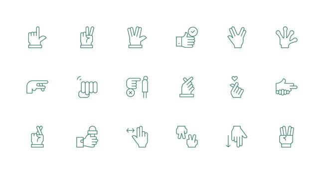 18 Minimal Line Designs for Hand Gesture Icons Scalable Icons for All Themes vector