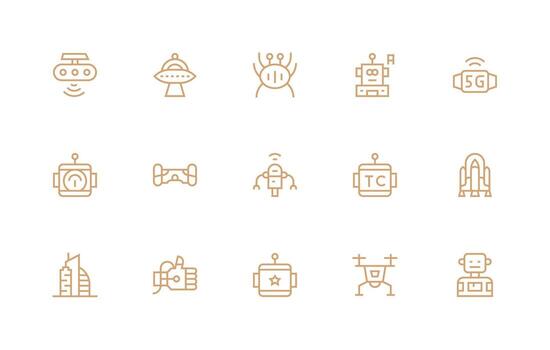 futurista visual paquete conteniendo 15 regular línea íconos completar icono conjunto para móvil aplicaciones vector