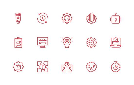 15 proceso íconos en regular línea estético editable icono colección vector