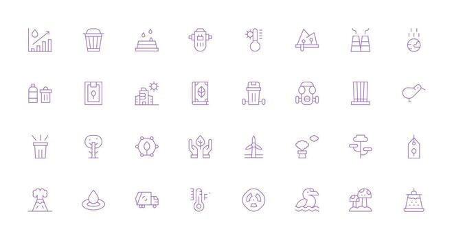 Environmental Design Icons featuring 32 in Thin Line Style UI-Ready Icon Collection vector
