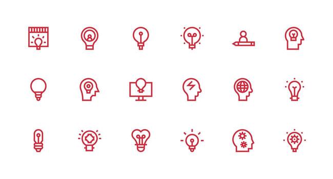 Thinking featuring 18 Icons in Strong Stroke Line Design Fully Editable Icon Set for Web vector