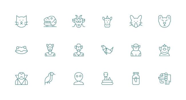 18 Icons for Creature in Minimal Line Format Modern Icon Set vector